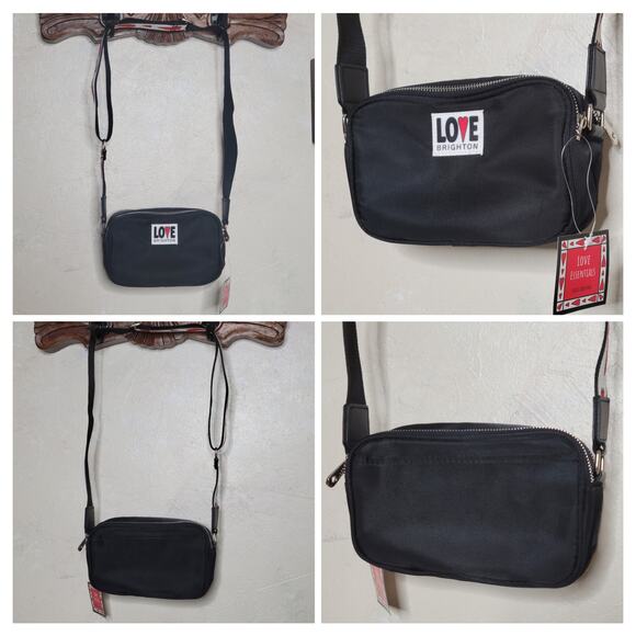 NWT Brighton LOVE Essentials Black Red Heart Dual Zip Nylon Crossbody Bag Purse - Picture 4 of 12
